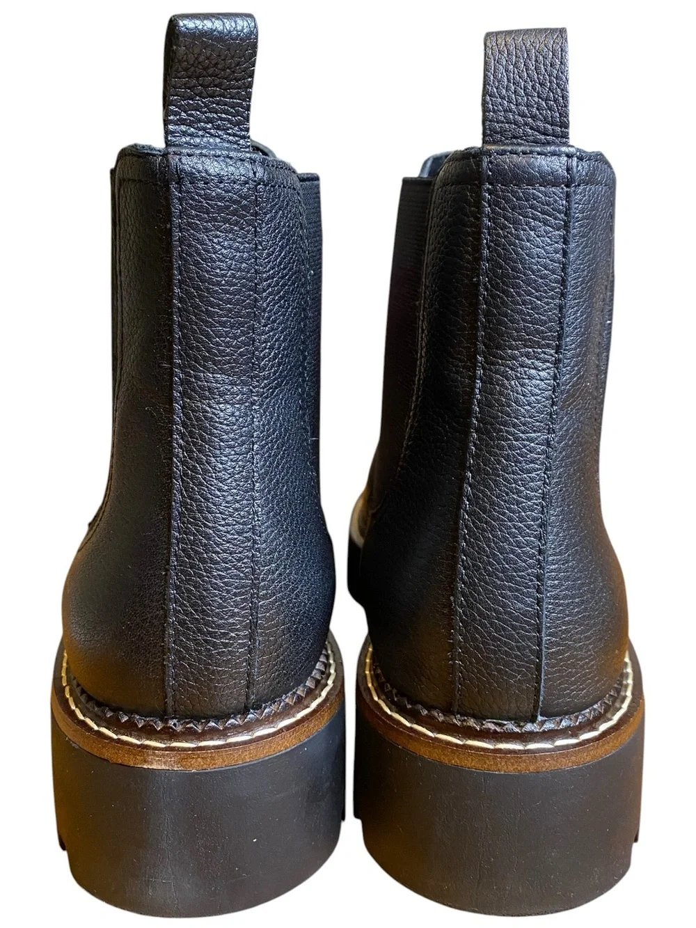 Caslon Miller Lea Water Resistant Black Leather Utility Lug Boots Women’s Size 9